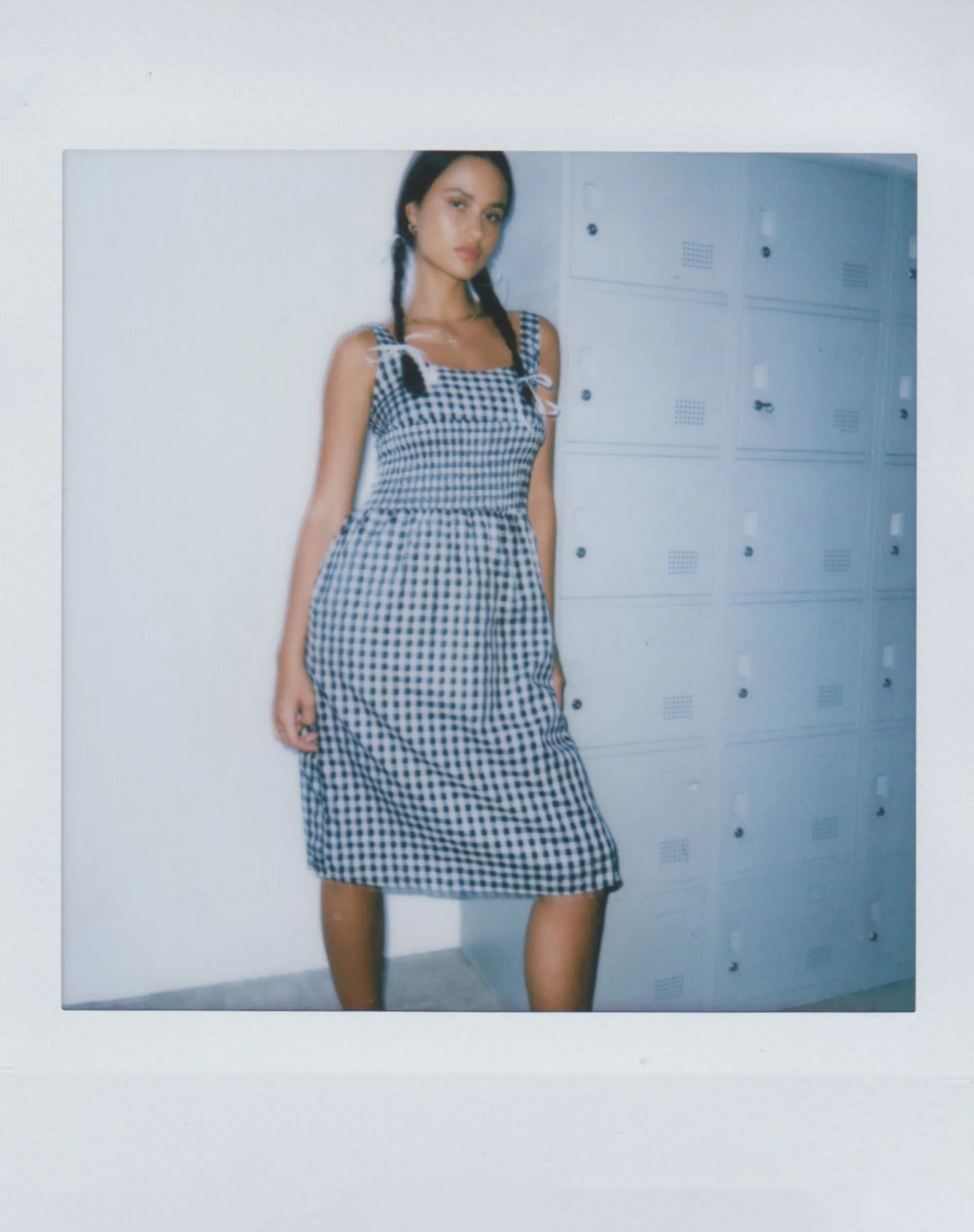 Ambrose Midi Dress in Black and White Gingham