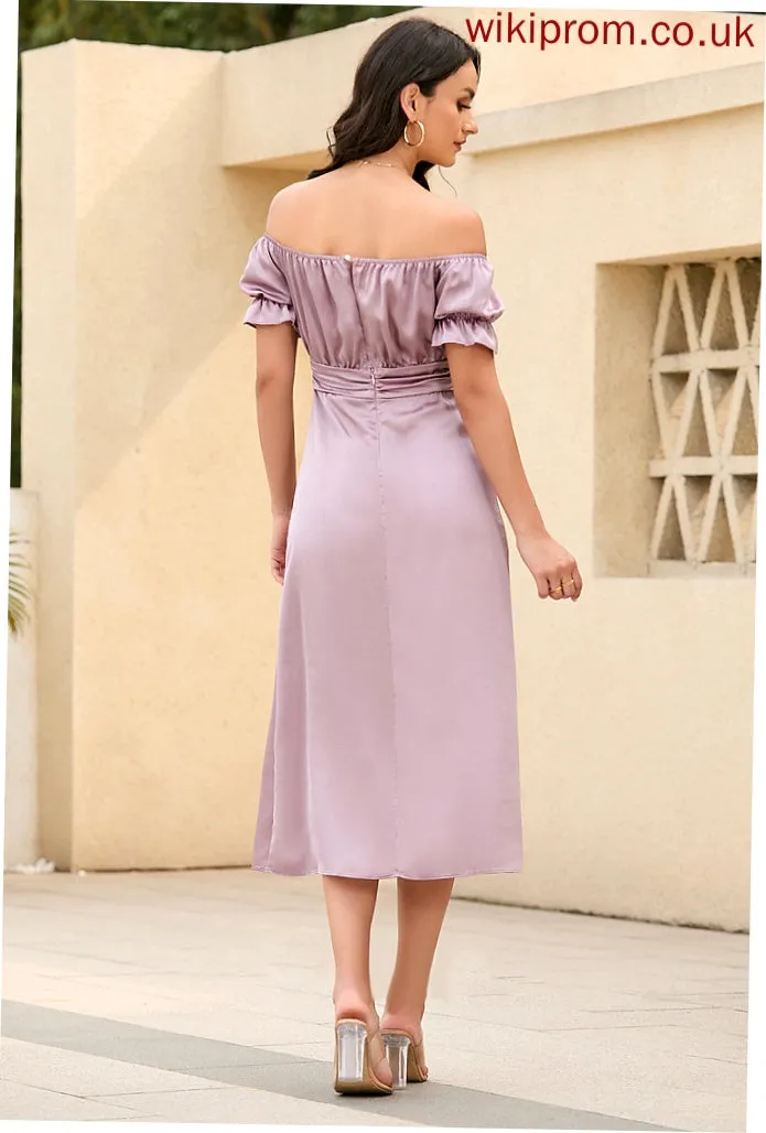 Arely Midi Sleeves V-Neck Short Satin Elegant Dresses Sheath Club Dresses