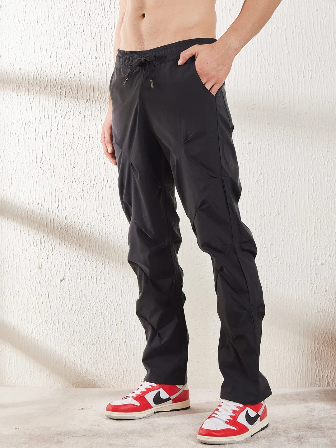 Black Parachute Pleated Trackpants