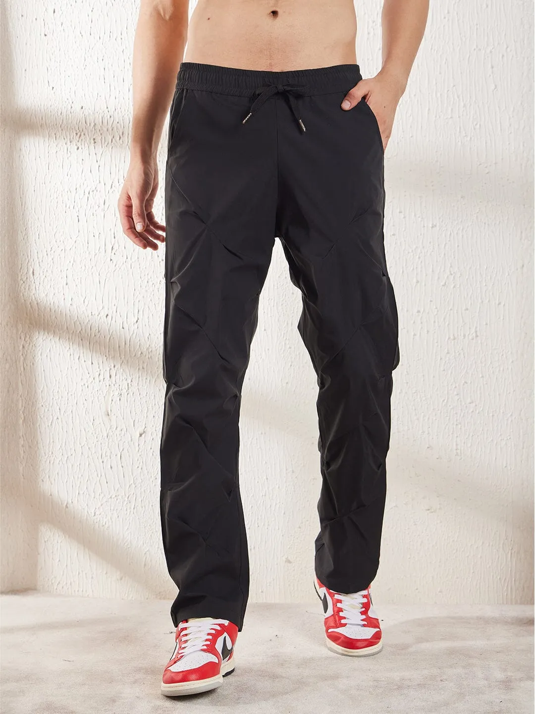 Black Parachute Pleated Trackpants