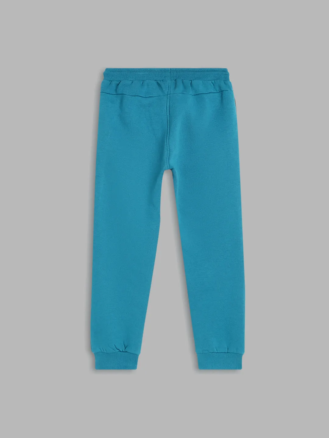 Blue Giraffe Boys Blue Colorblocked Regular Fit Mid-Rise Joggers Style Trackpant