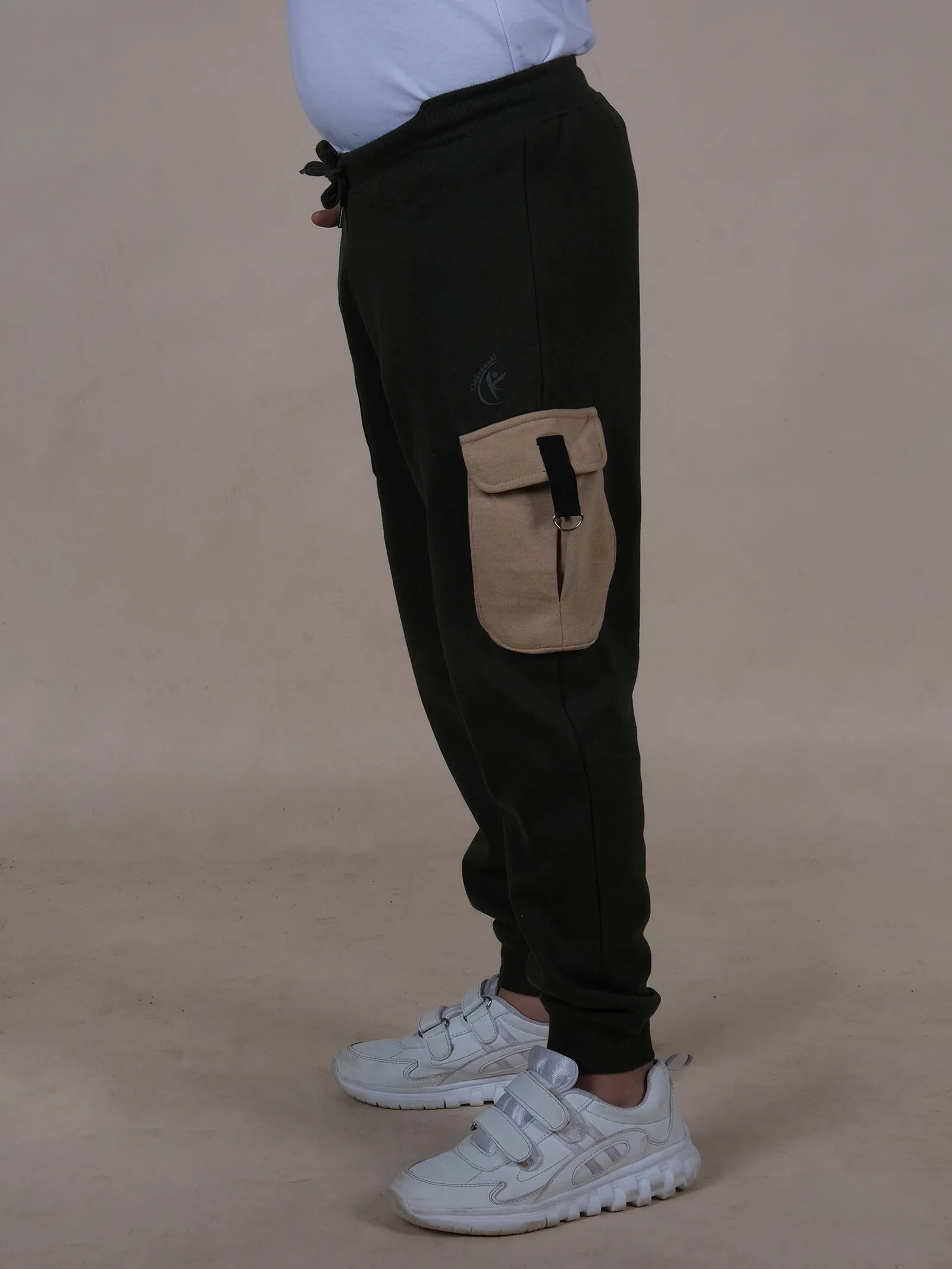 Boys Fleece Contrast Cargo Pocket Detailed Track Pant