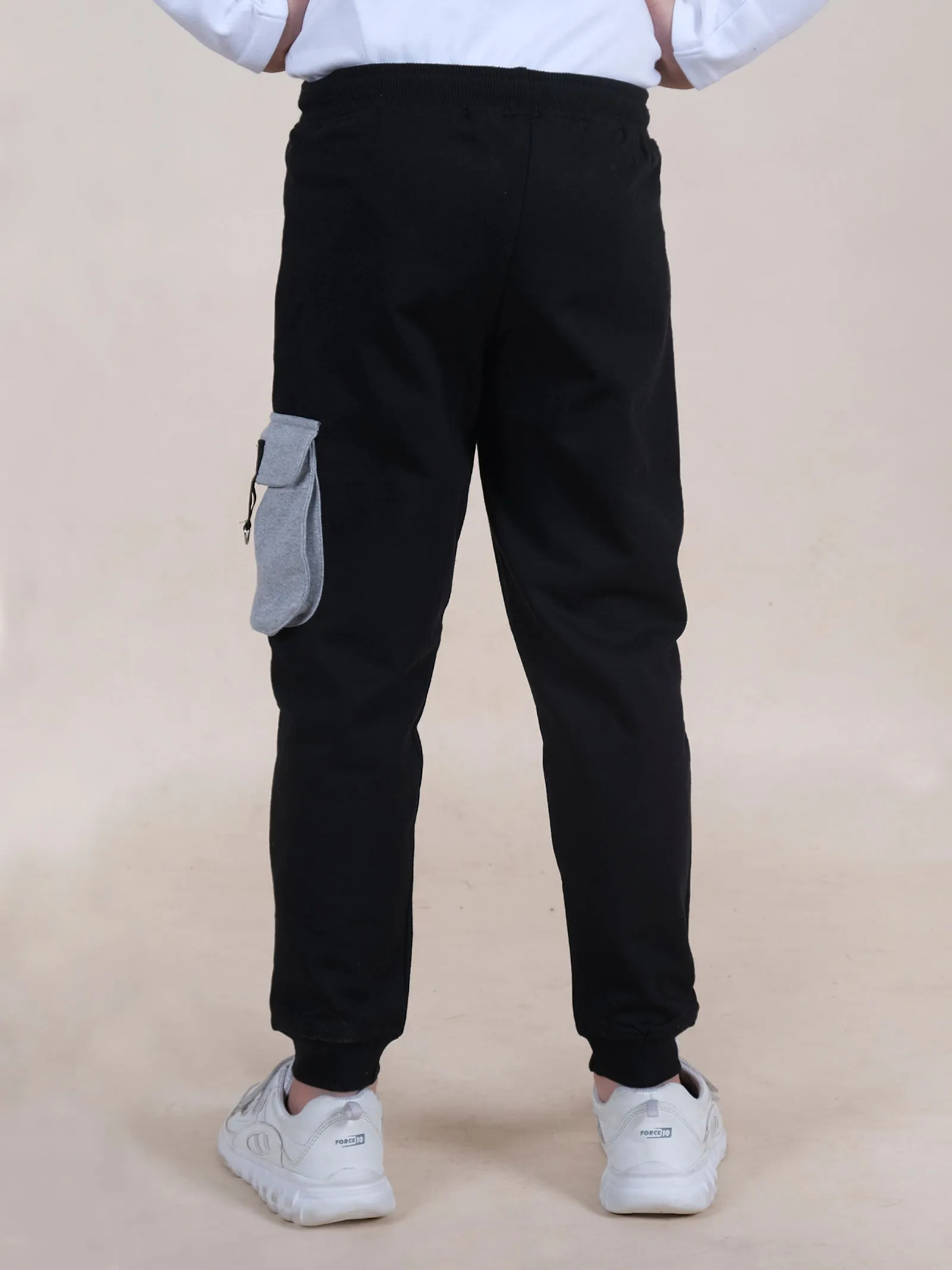 Boys Fleece Contrast Cargo Pocket Detailed Track Pant