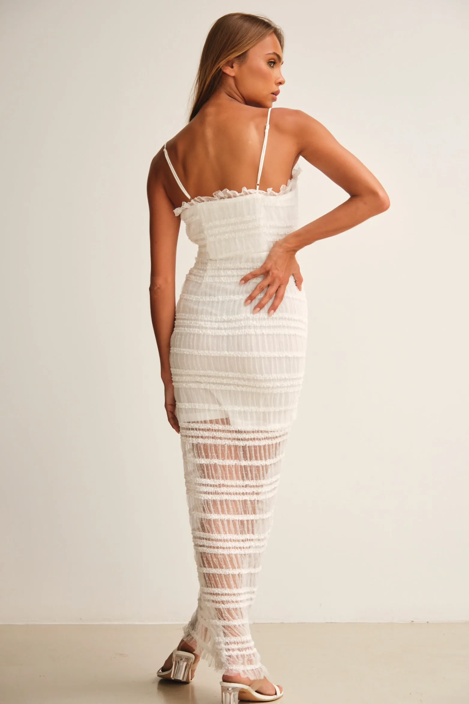 Calista Knitted Midi Dress White