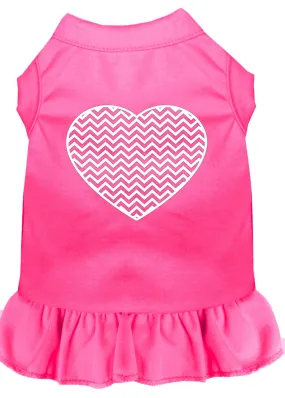 Chevron Heart Screen Print Dress Bright Pink Med (12)