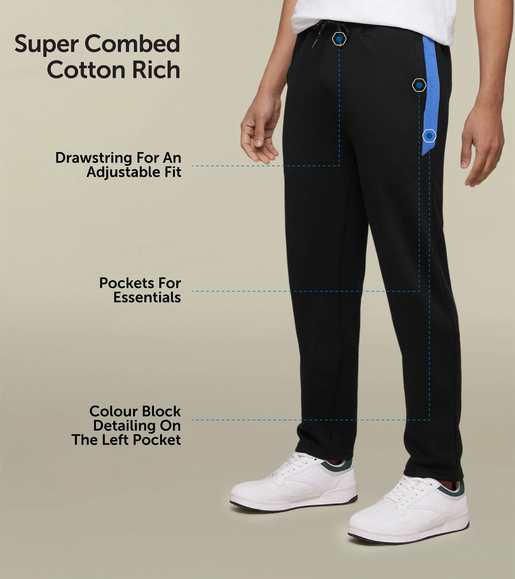 Code Cotton Rich Track Pants Pitch Black