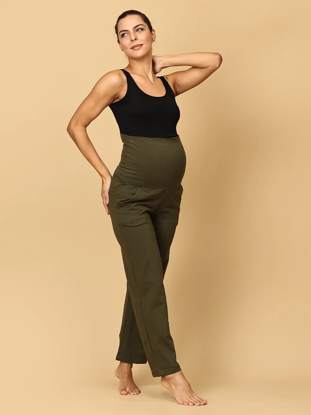 Comfy Maternity Trackpants - Olive