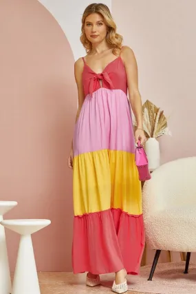 Coral Multi Plus Colorblock Maxi Dress