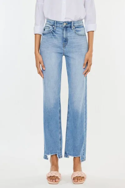 Daphne High Waist Raw Hem Straight Jeans