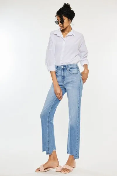 Daphne High Waist Raw Hem Straight Jeans