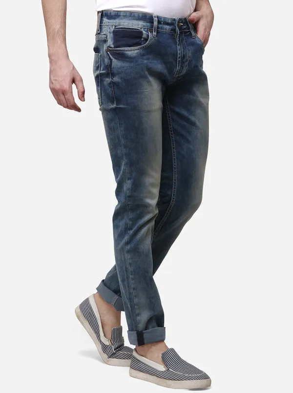 Dark Blue Slim Fit Solid Jeans | JadeBlue