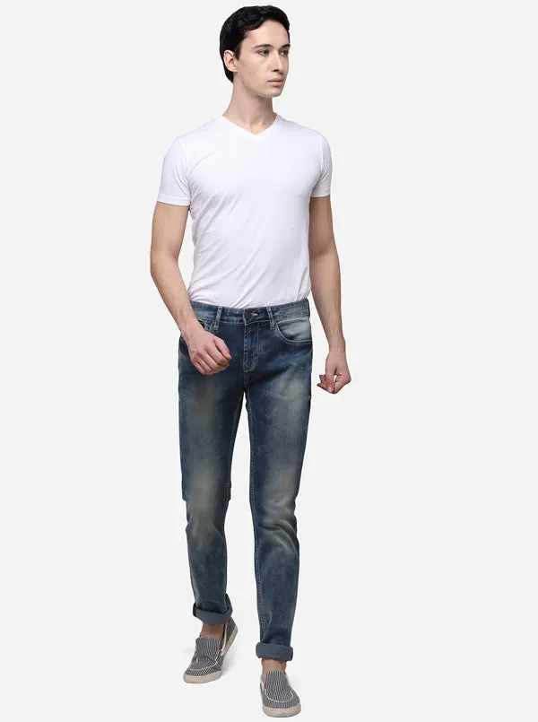 Dark Blue Slim Fit Solid Jeans | JadeBlue