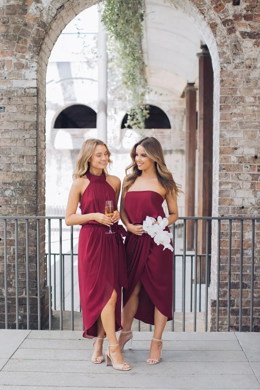 Fleur Strapless Dress - Burgundy