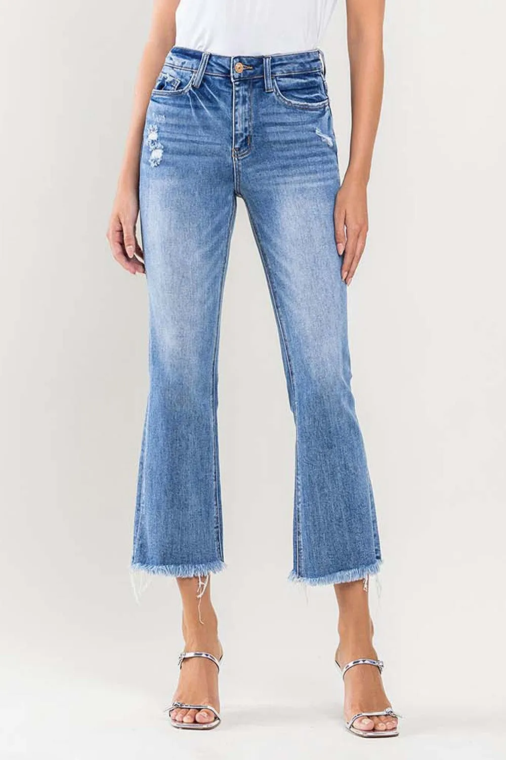 Full Size High Rise Cropped Flare Jeans