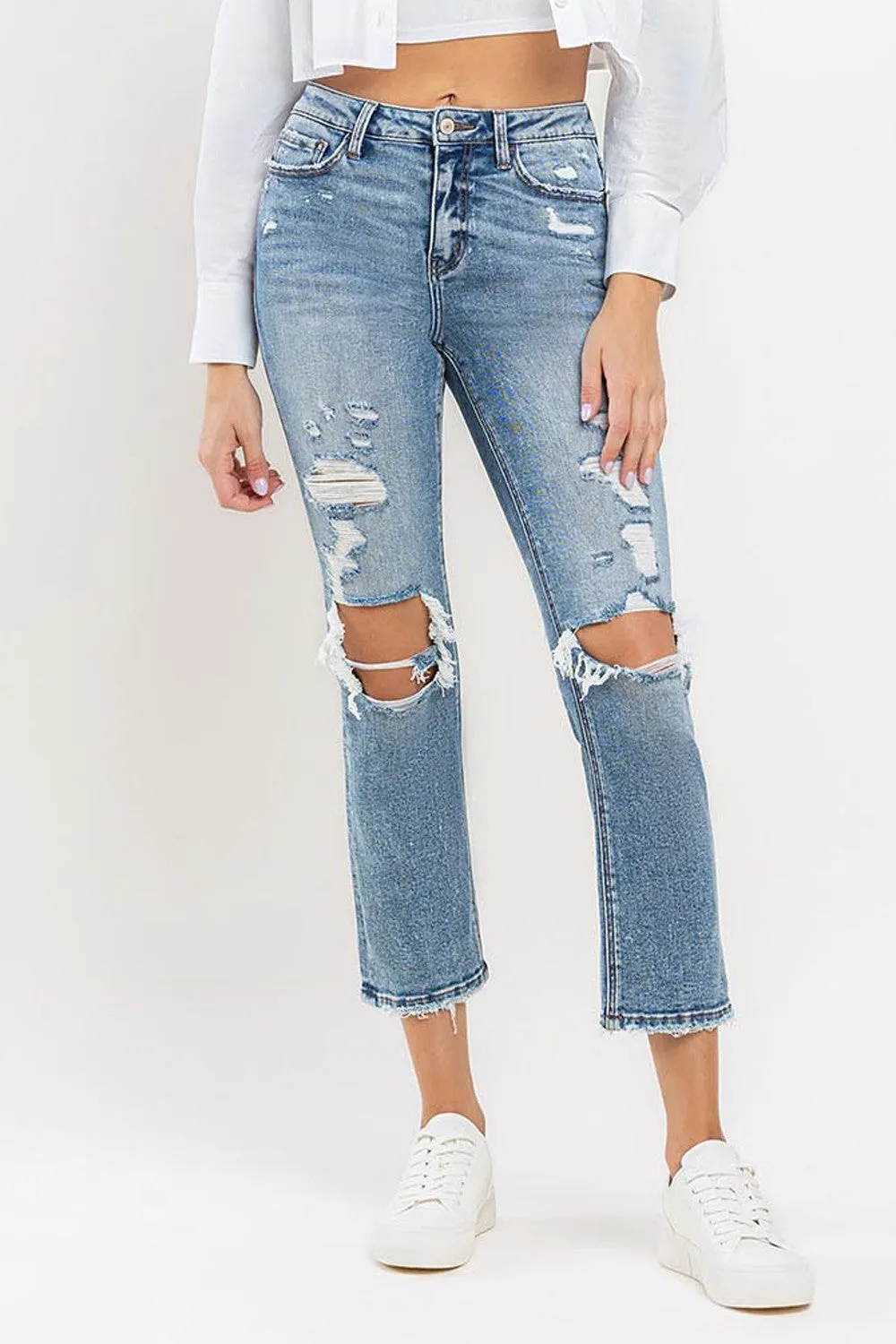 Full Size High Rise Slim Straight Jeans