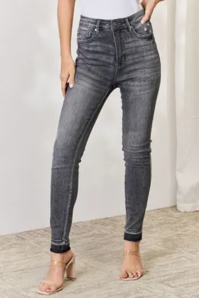 Full Size High Waist Tummy Control Release Hem Skinny Jeans