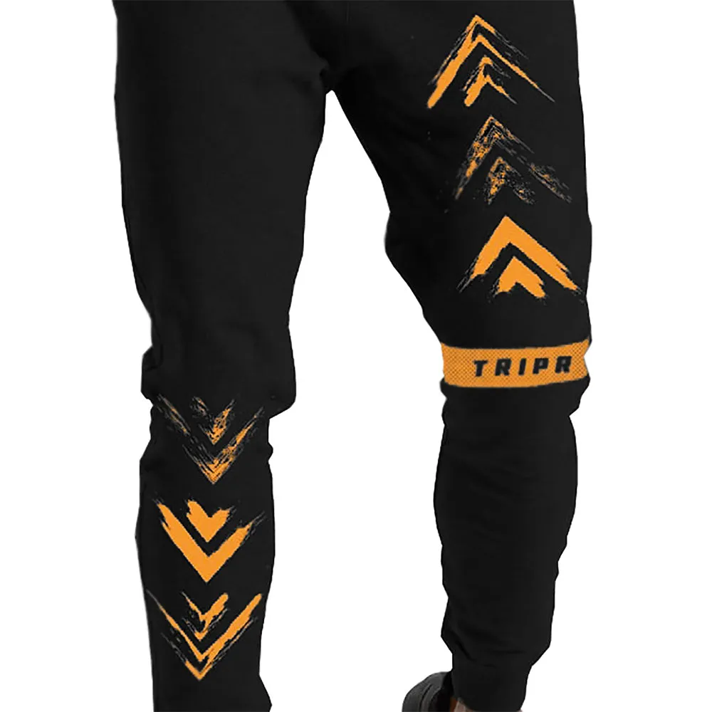 Graphic Printed Men Black Yellow Cuffed Track Pant