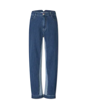 High Waisted Striped Straight Leg Jeans