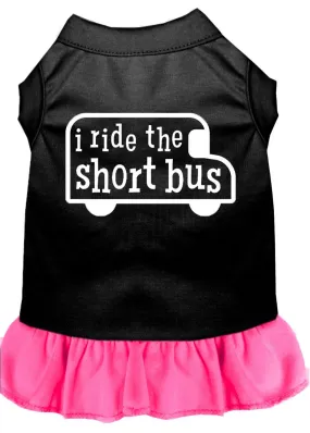 I Ride The Short Bus Screen Print Dress Black With Bright Pink Xl (16)