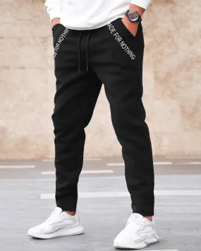 Men Black Printed Cotton Jogger Trackpant