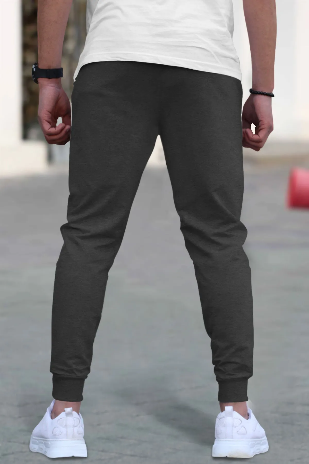 Men Colorblock Cotton CHARCOAL BLACK-Black Jogger TrackPant