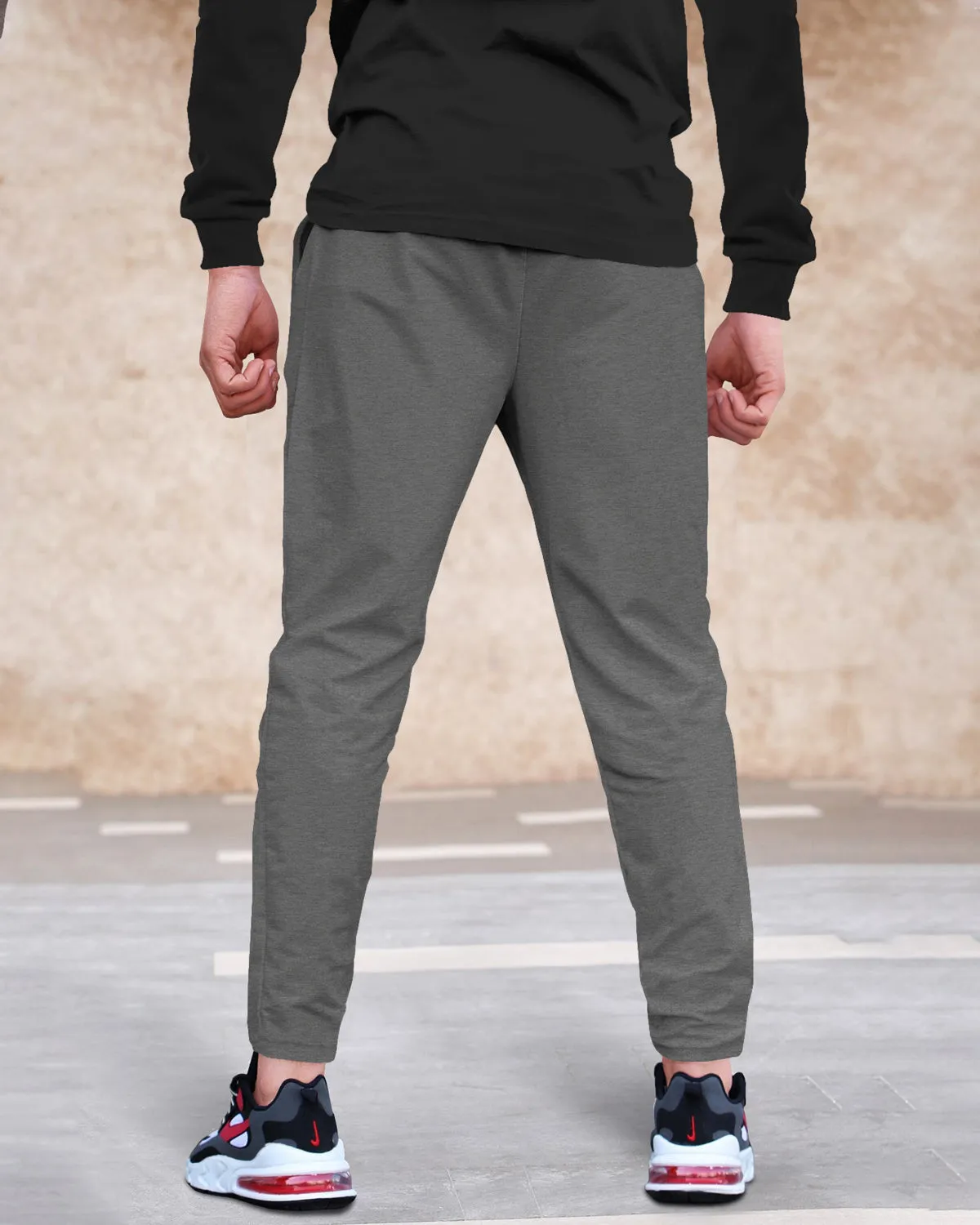 Men Dark Grey Graphic Print Regular Track Pant