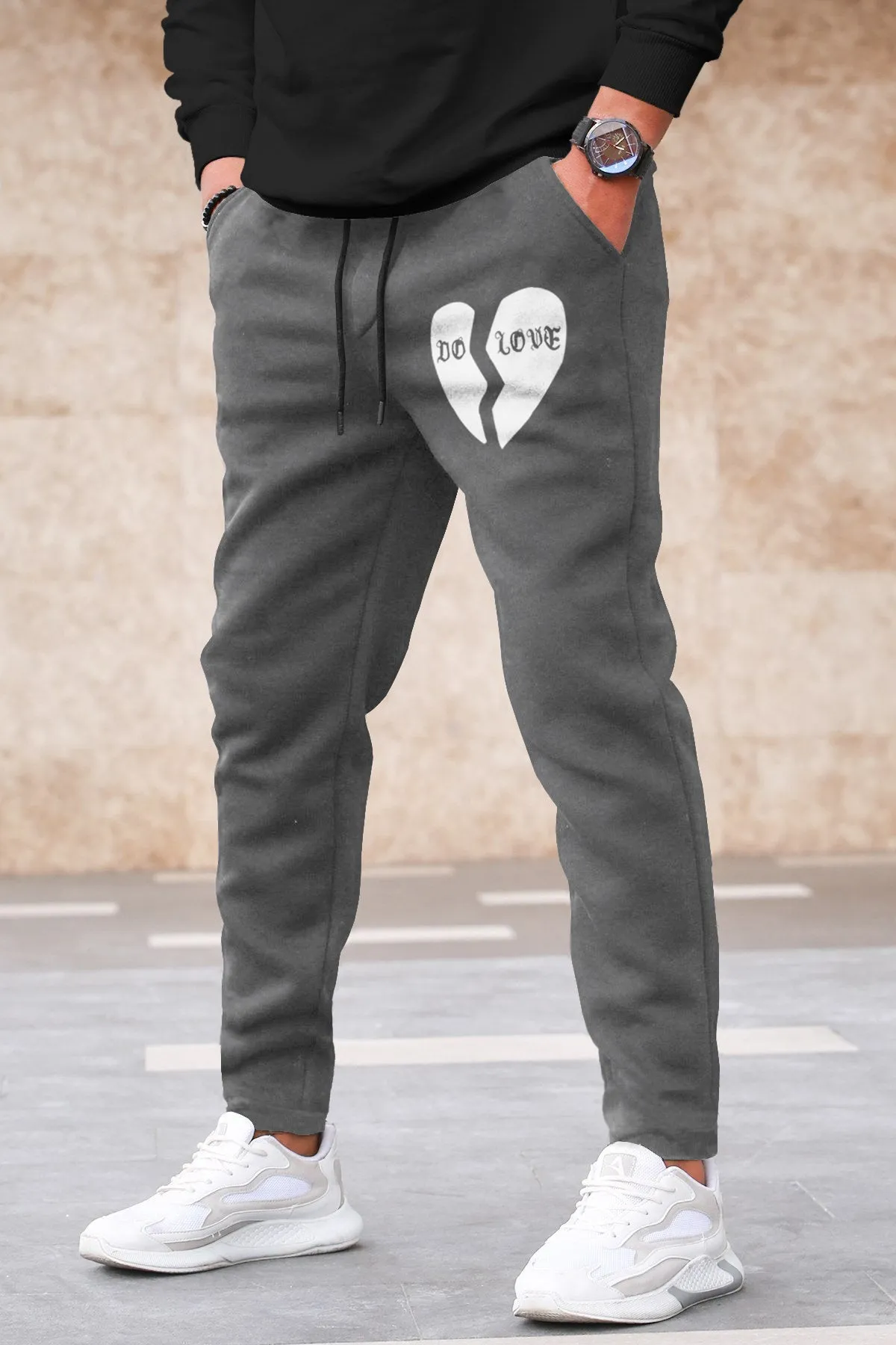 Men Dark Grey Graphic Print Regular Track Pant