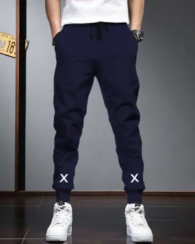 Men Navy blue Cuffed Ankles TrackPant