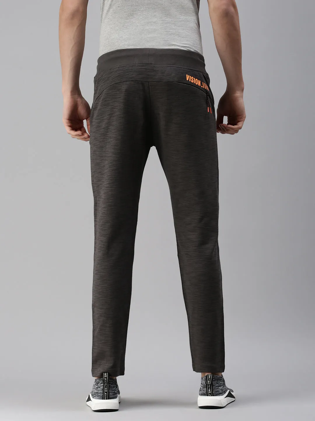 Men Solid Grey Straight Fit Trackpant