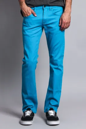 Men's Slim Fit Colored Jeans (Turquoise)