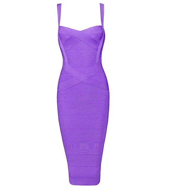 Midi Bandage Sexy Spaghetti Strap Bodycon Club Party Dresses