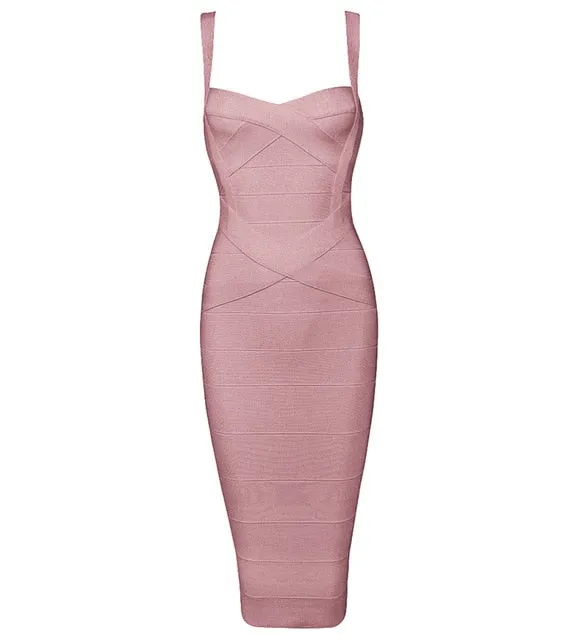 Midi Bandage Sexy Spaghetti Strap Bodycon Club Party Dresses