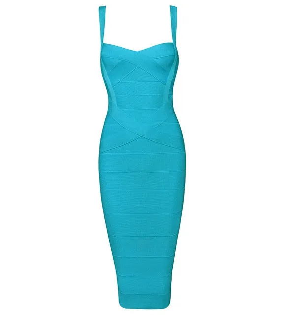 Midi Bandage Sexy Spaghetti Strap Bodycon Club Party Dresses