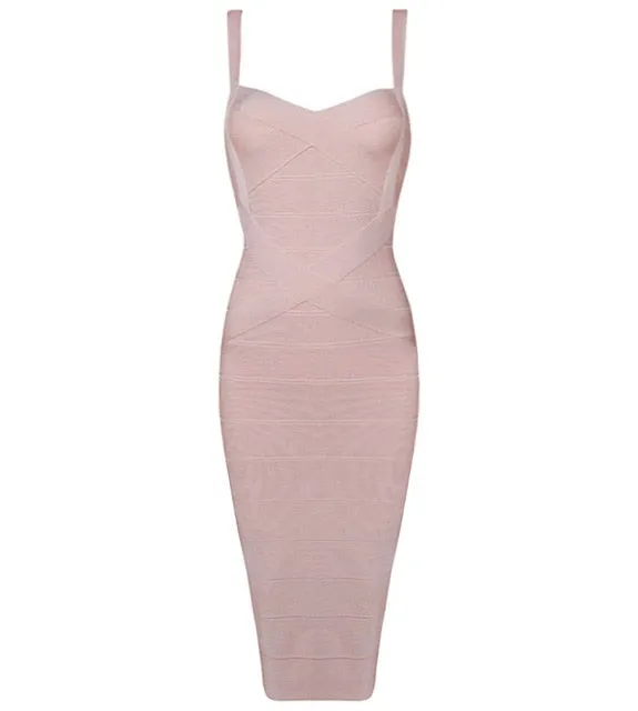 Midi Bandage Sexy Spaghetti Strap Bodycon Club Party Dresses