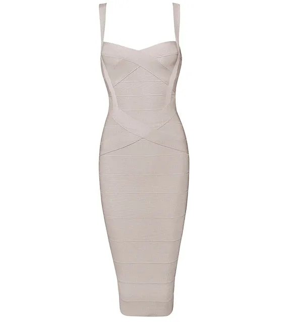 Midi Bandage Sexy Spaghetti Strap Bodycon Club Party Dresses