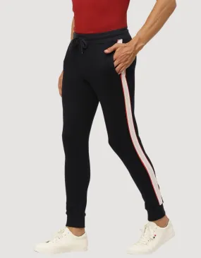 Navy Regular Fit Stripe Track Pant