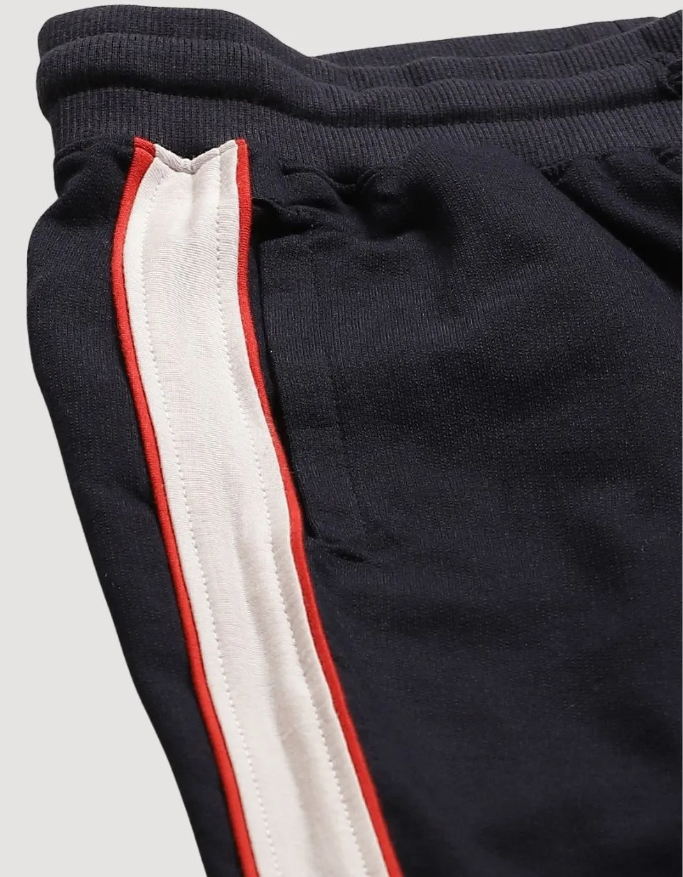 Navy Regular Fit Stripe Track Pant