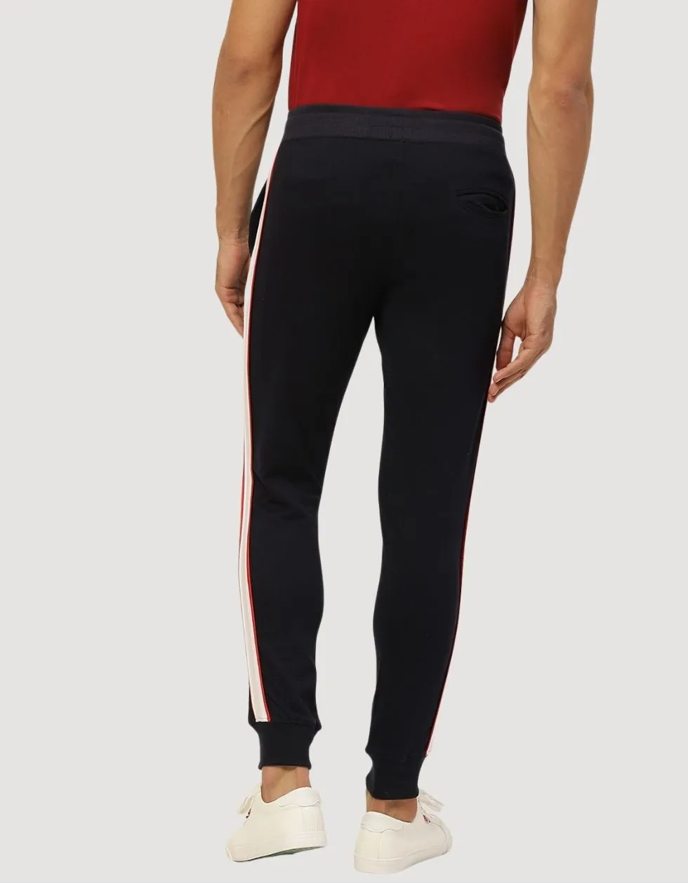 Navy Regular Fit Stripe Track Pant