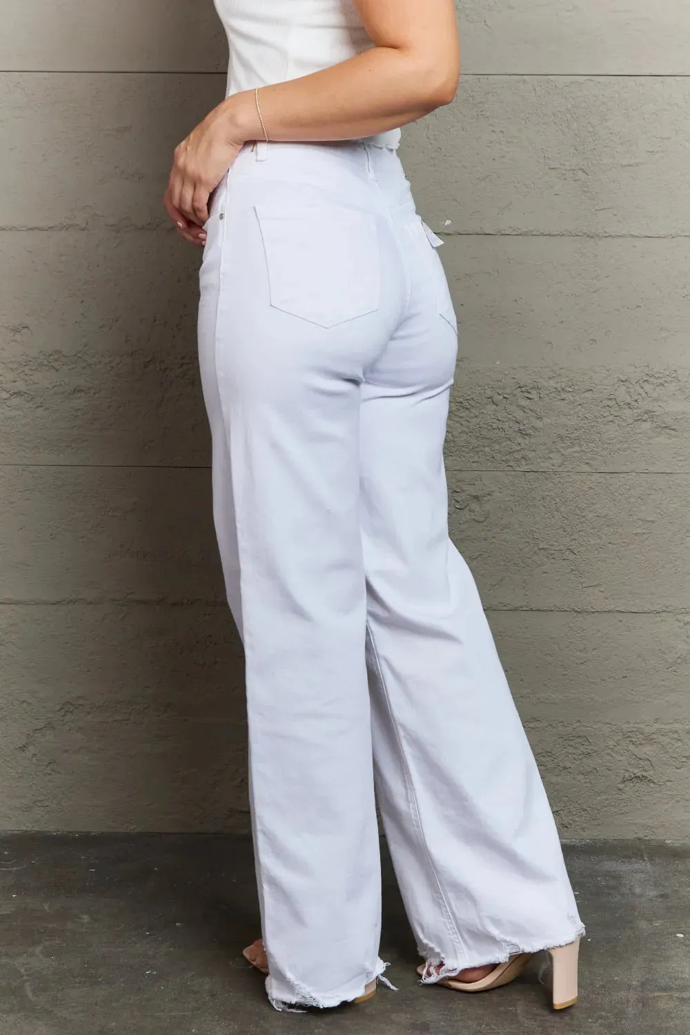 Raelene Full Size High Waist Wide Leg Jeans in White