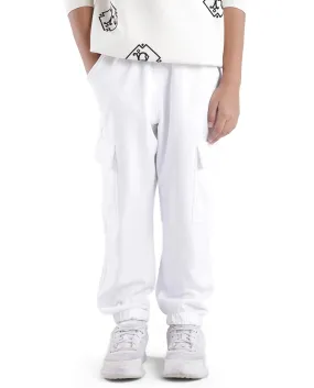 Rare Ones Kids Taro White Cotton Poly Solid Trackpant