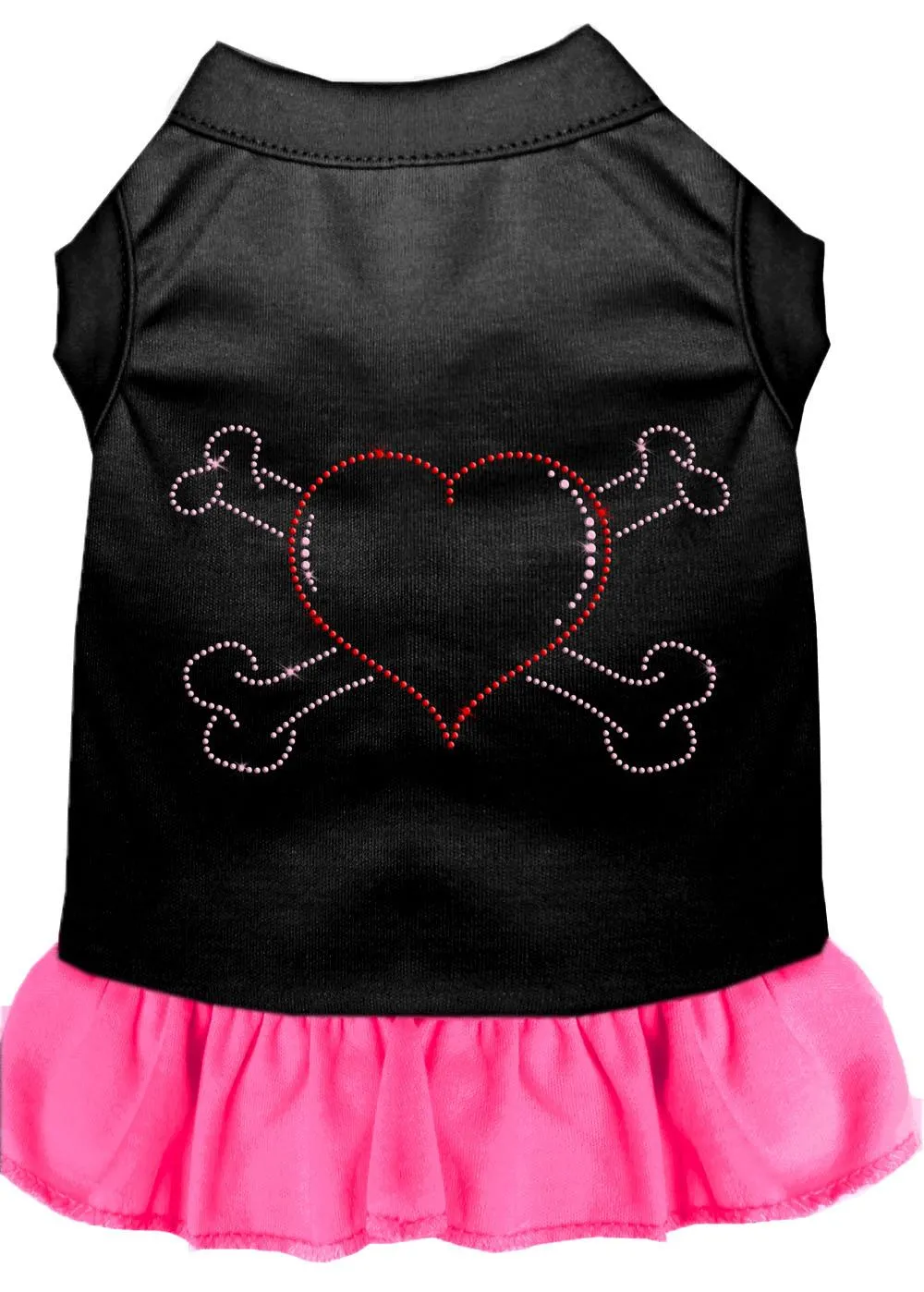 Rhinestone Heart And Crossbones Dress Black With Bright Pink Xxxl (20)