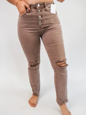 Risen High Rise Crop Straight Jeans