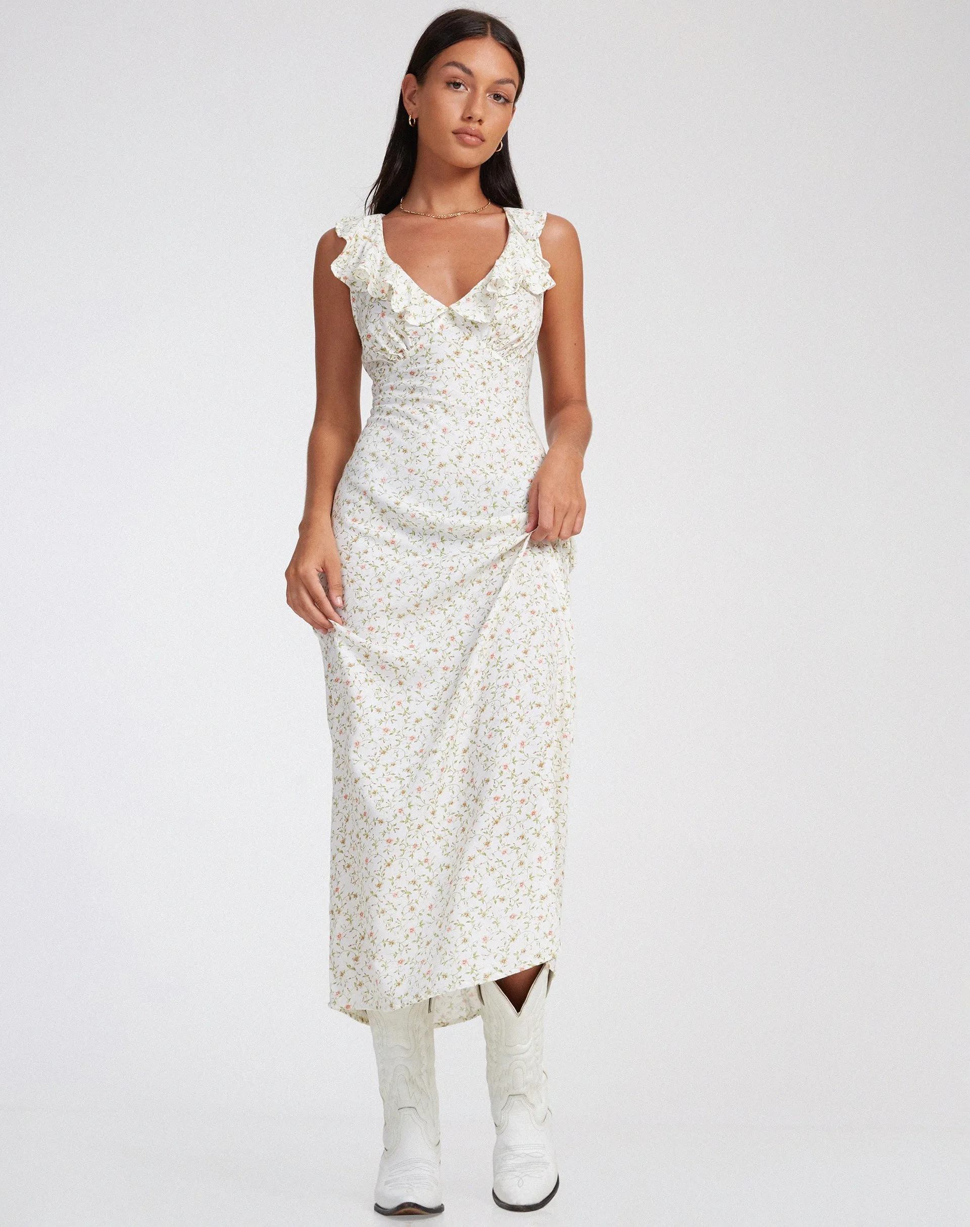 Rufiso Midi Dress in Pretty Petal Ivory