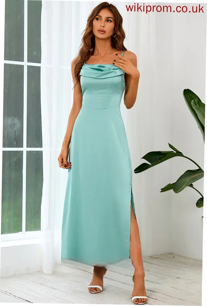 Sheath Sleeveless Dresses Straps Satin Midi Sexy Spaghetti Club Dresses Gisselle