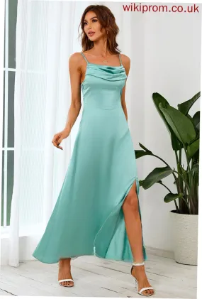 Sheath Sleeveless Dresses Straps Satin Midi Sexy Spaghetti Club Dresses Gisselle