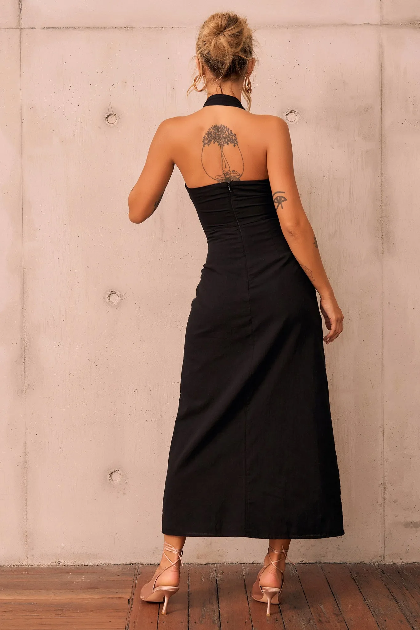 Shot Twist Maxi Dress - Black