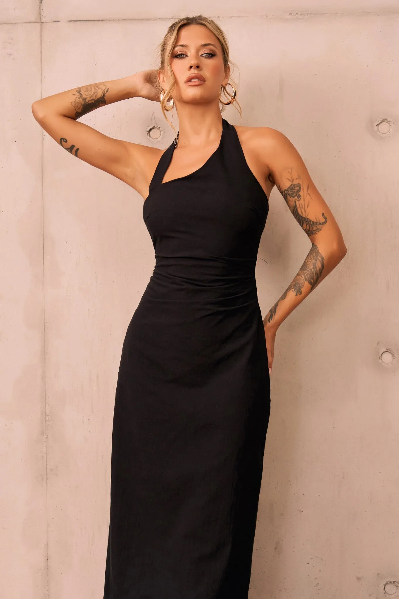 Shot Twist Maxi Dress - Black