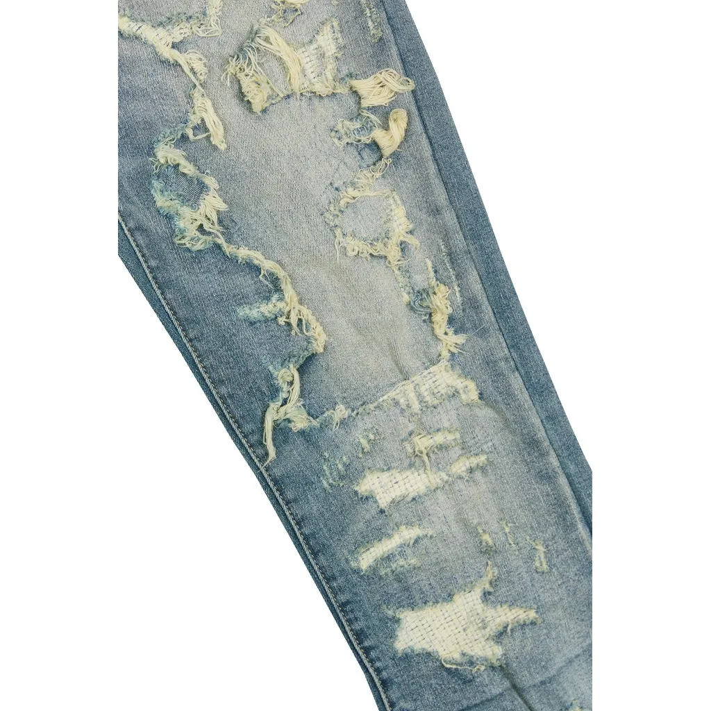 Slim Heavy Distressed Jeans - Lisbon Blue