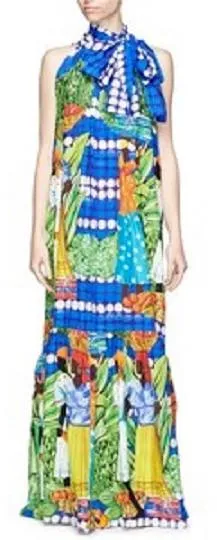 'Sordone' Printed Halter Maxi Dress