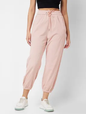 Spykar Jogger Fit Pink Knits Trackpant For Women